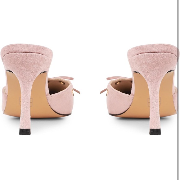NEW IN BOX Pink Suede Pointy Toe Heeled Mules - Picture 6 of 10